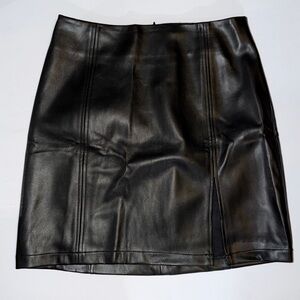 Mango Black Faux Leather Mini Skirt